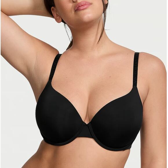 Victoria's Secret Bra 38C Black Lined Demi Smooth Adjustable Straps - Picture 1 of 6